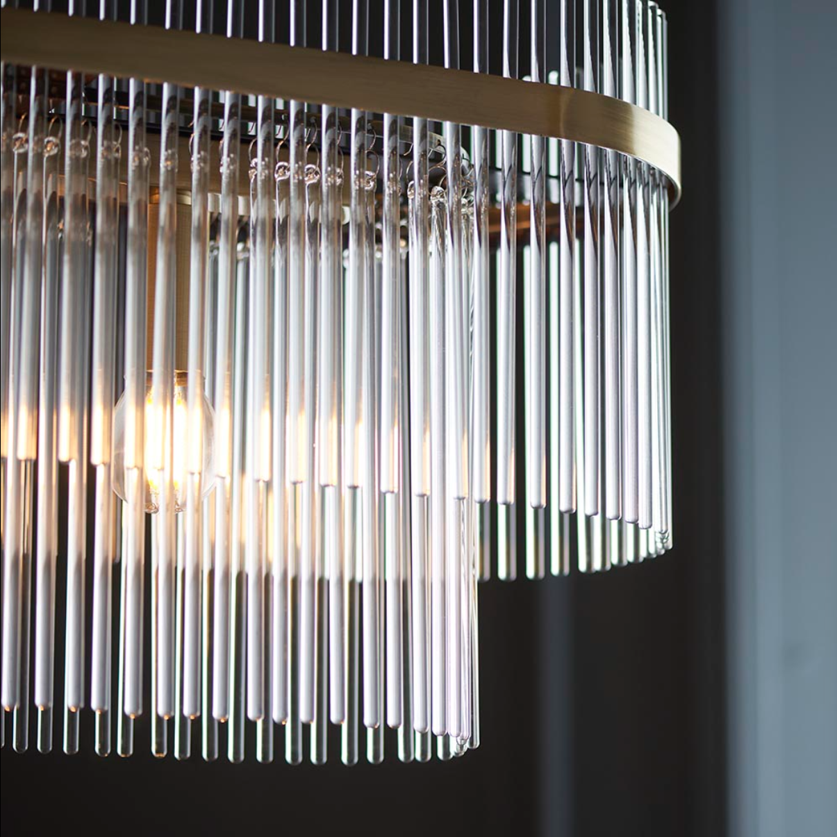 Endon Marietta 4 Light Antique Brass & Clear Glass Bar Pendant