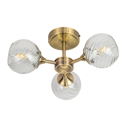 Magnalux Mona 3 Light Antique Brass Semi Flush