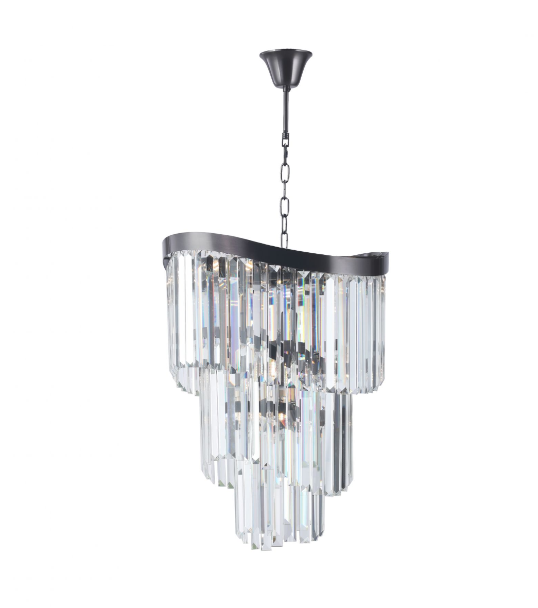 Magnalux Waverly 6 Light Crystal & Brushed Black Chrome Pendant