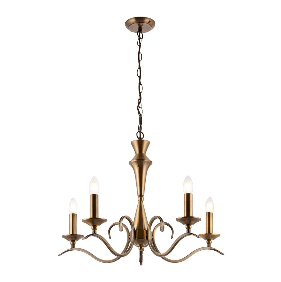 Endon Kora 5 Light Antique Brass Chandelier
