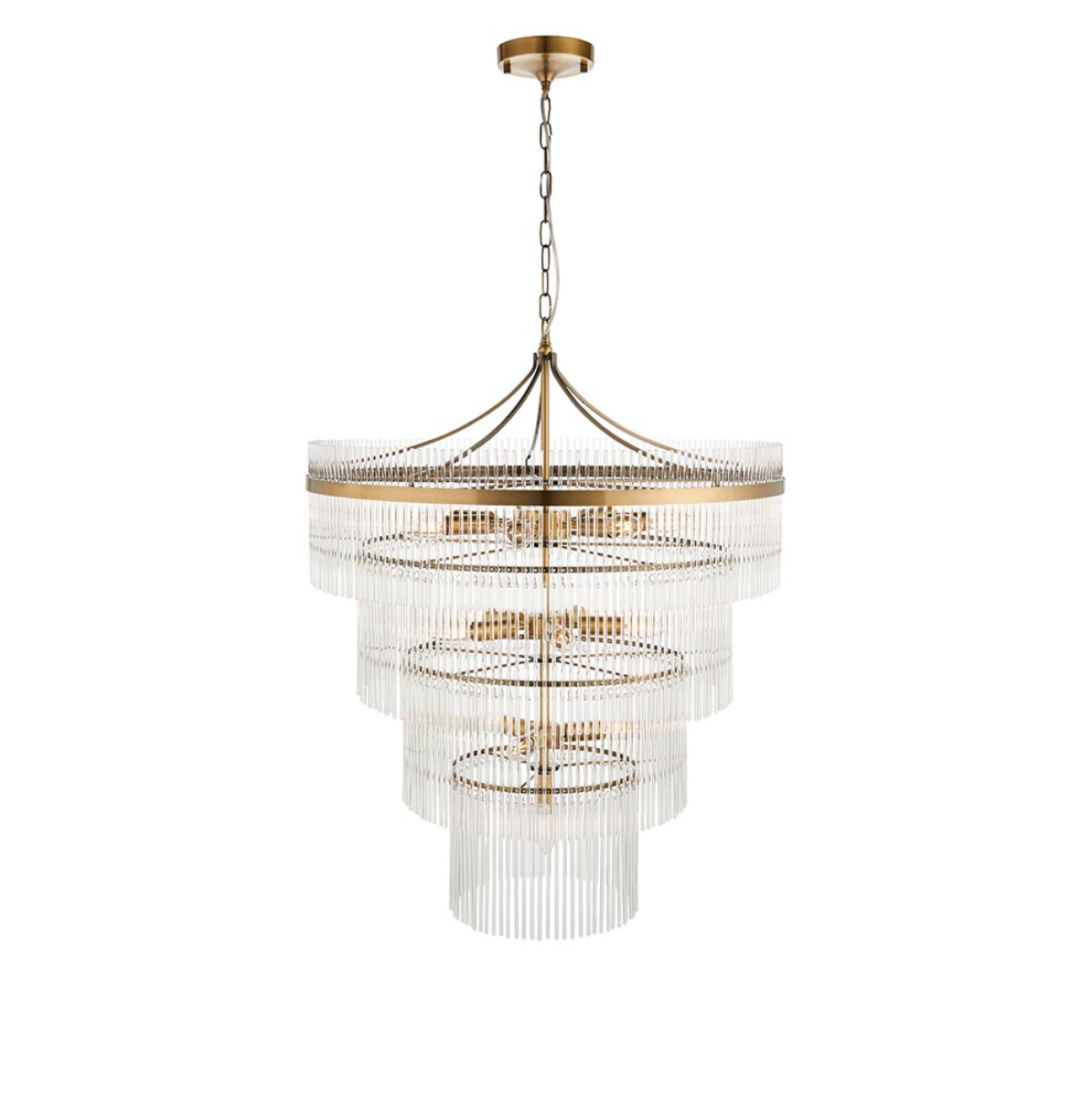 Endon Marietta 16 Light Antique Brass & Clear Glass Tiered Pendant