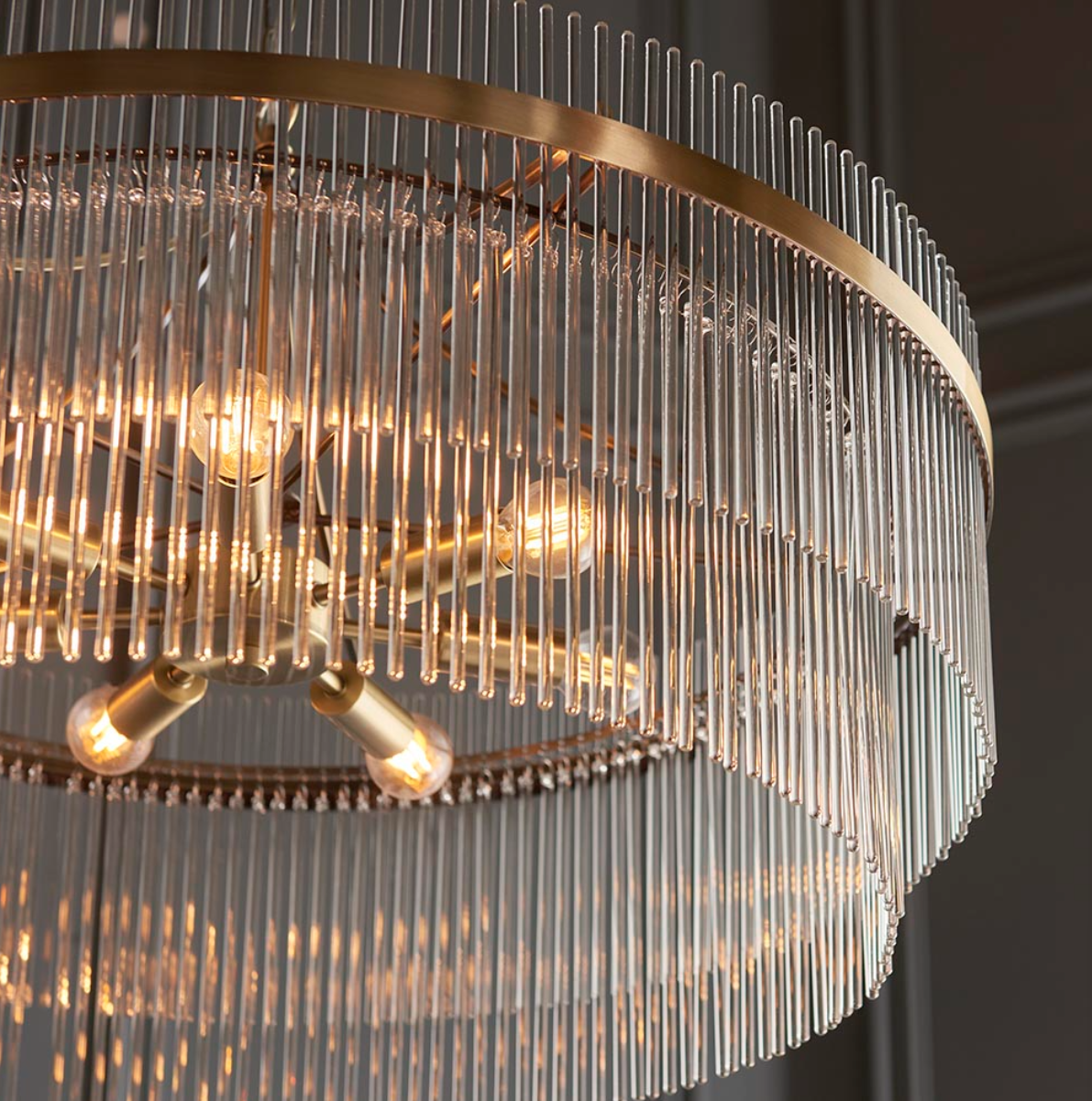 Endon Marietta 7 Light Antique Brass & Clear Glass Grand Pendant