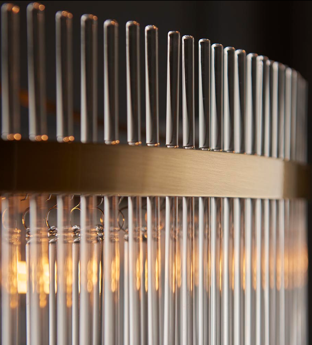 Endon Marietta 7 Light Antique Brass & Clear Glass Grand Pendant