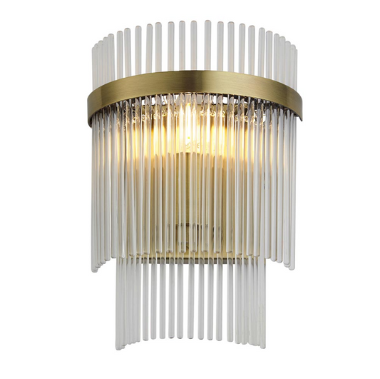 Endon Marietta Antique Brass & Clear Glass Wall Light