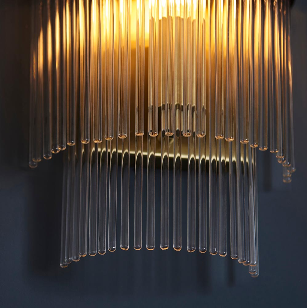 Endon Marietta Antique Brass & Clear Glass Wall Light