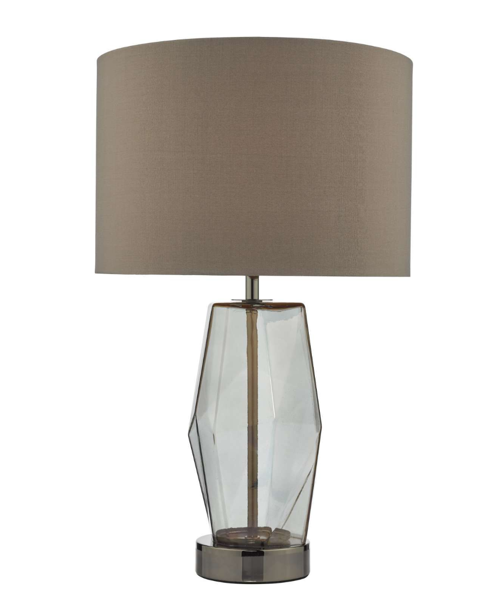 Dar Lighting Mubina Black Chrome & Smoked Glass Touch Table Lamp With Shade