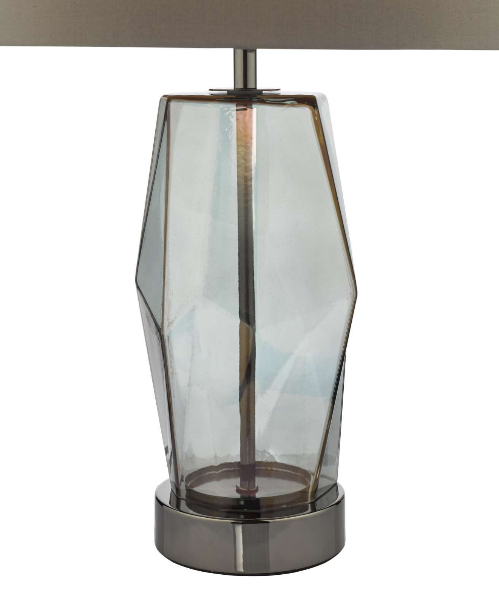 Dar Lighting Mubina Black Chrome & Smoked Glass Touch Table Lamp With Shade