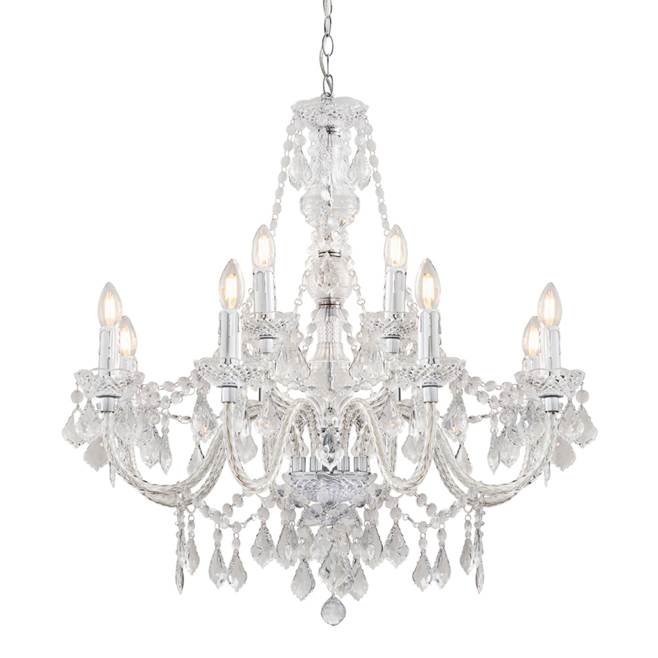 Endon Clarence 12 Light Chrome Beaded Chandelier