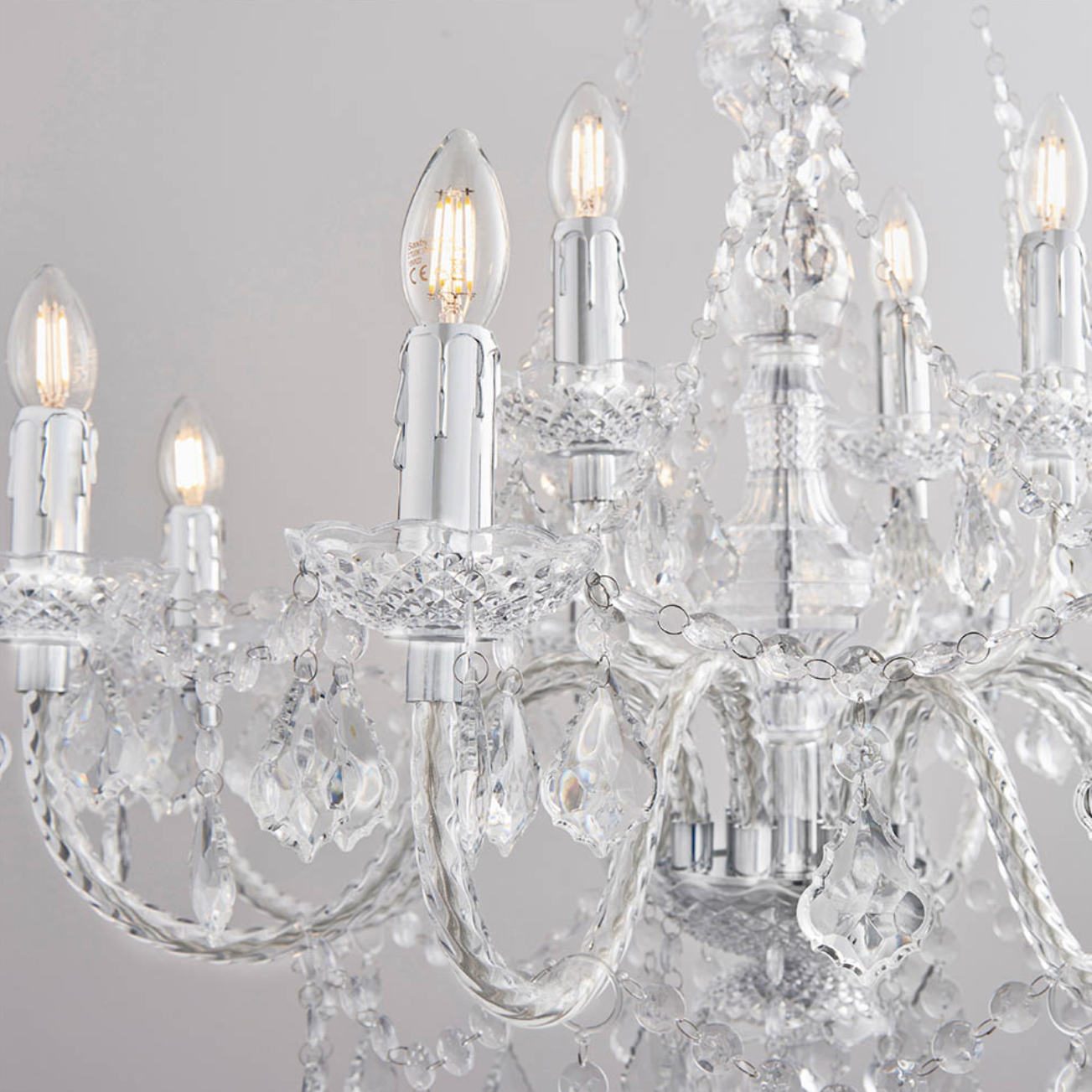 Endon Clarence 12 Light Chrome Beaded Chandelier