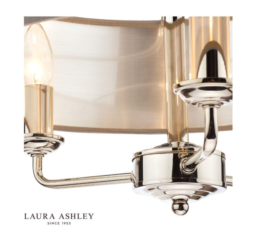 Laura Ashley Sorrento 3 Light Polished Nickel Pendant With Charcoal Grey Shade