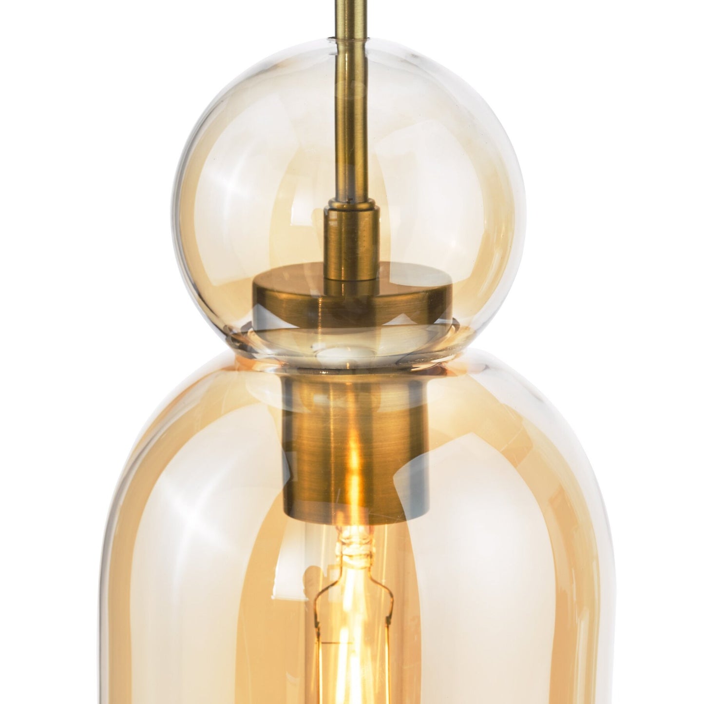 Dar Lighting Tao Brushed Bronze & Amber Glass Pendant