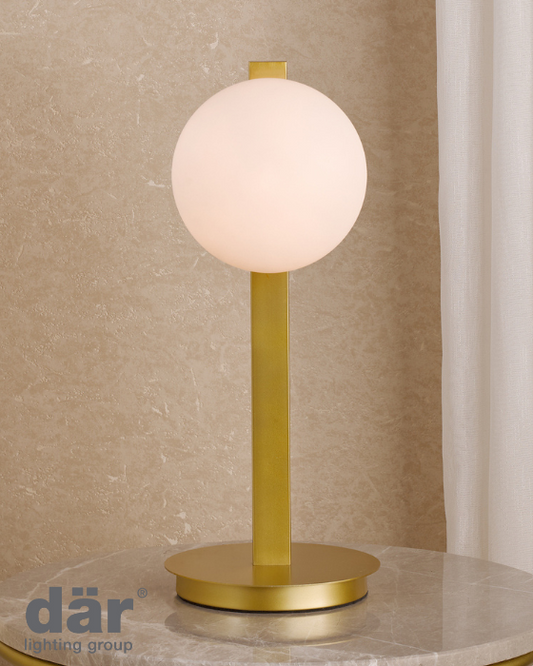 Dar Lighting Tauri Matt Gold & Opal Glass Table Lamp
