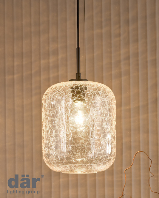 Dar Lighting Tavia Matt Black & Glass Pendant