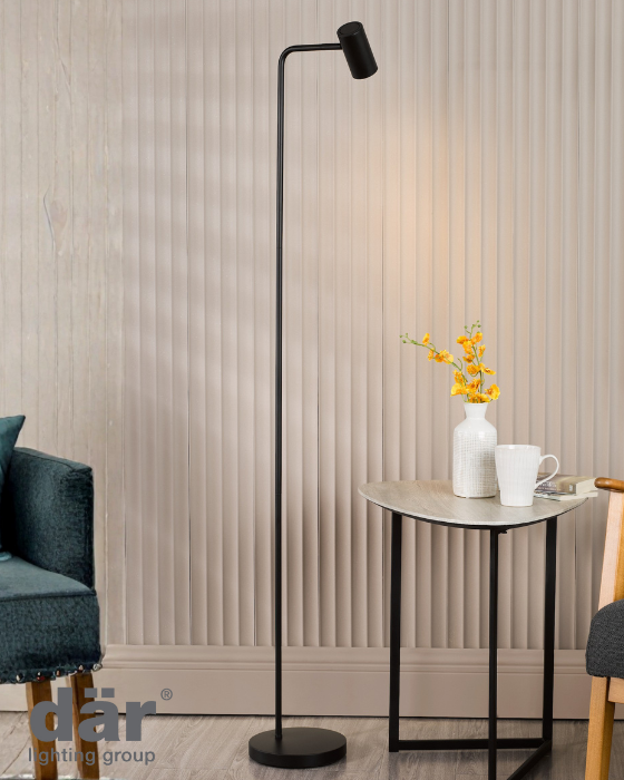Dar Lighting Thierry Matt Black Task Floor Lamp
