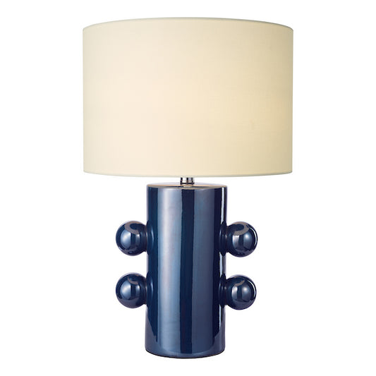 Dar Lighting Tisha Blue & Antique Brass Table Lamp With Shade