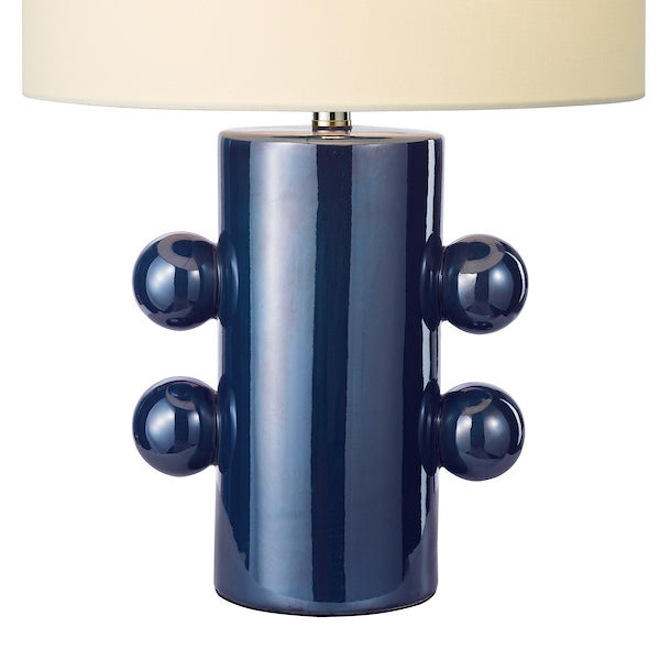 Dar Lighting Tisha Blue & Antique Brass Table Lamp With Shade