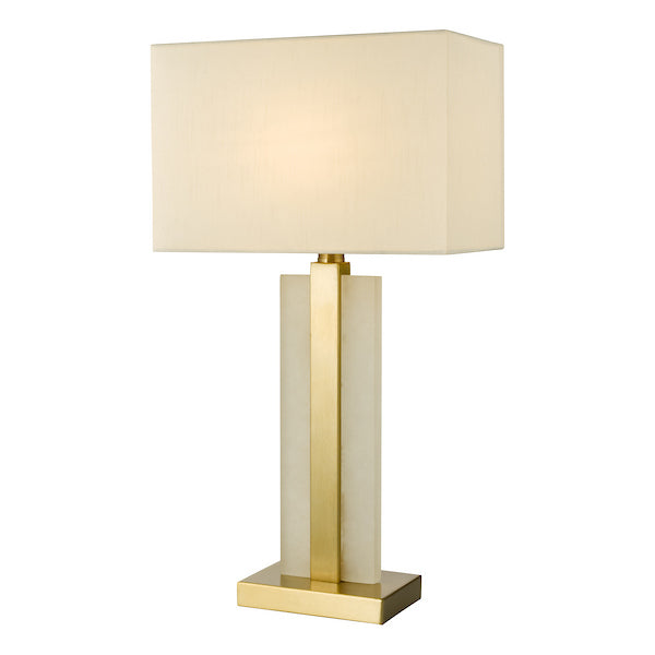 Dar Lighting Tokori Alabaster & Brushed Gold Table Lamp With Shade