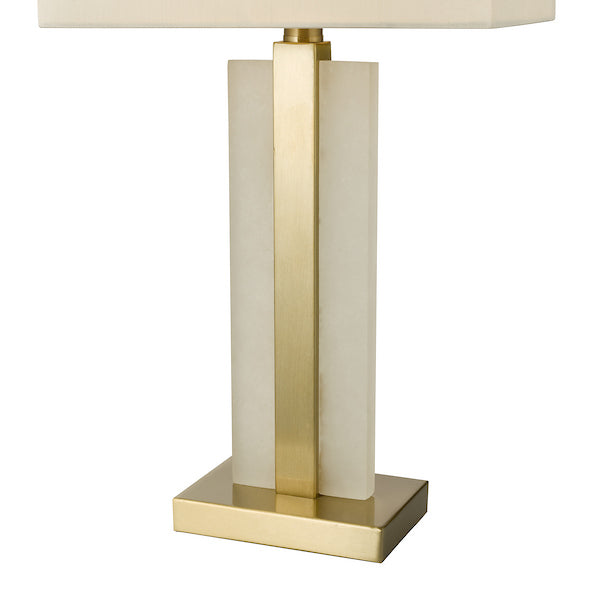 Dar Lighting Tokori Alabaster & Brushed Gold Table Lamp With Shade