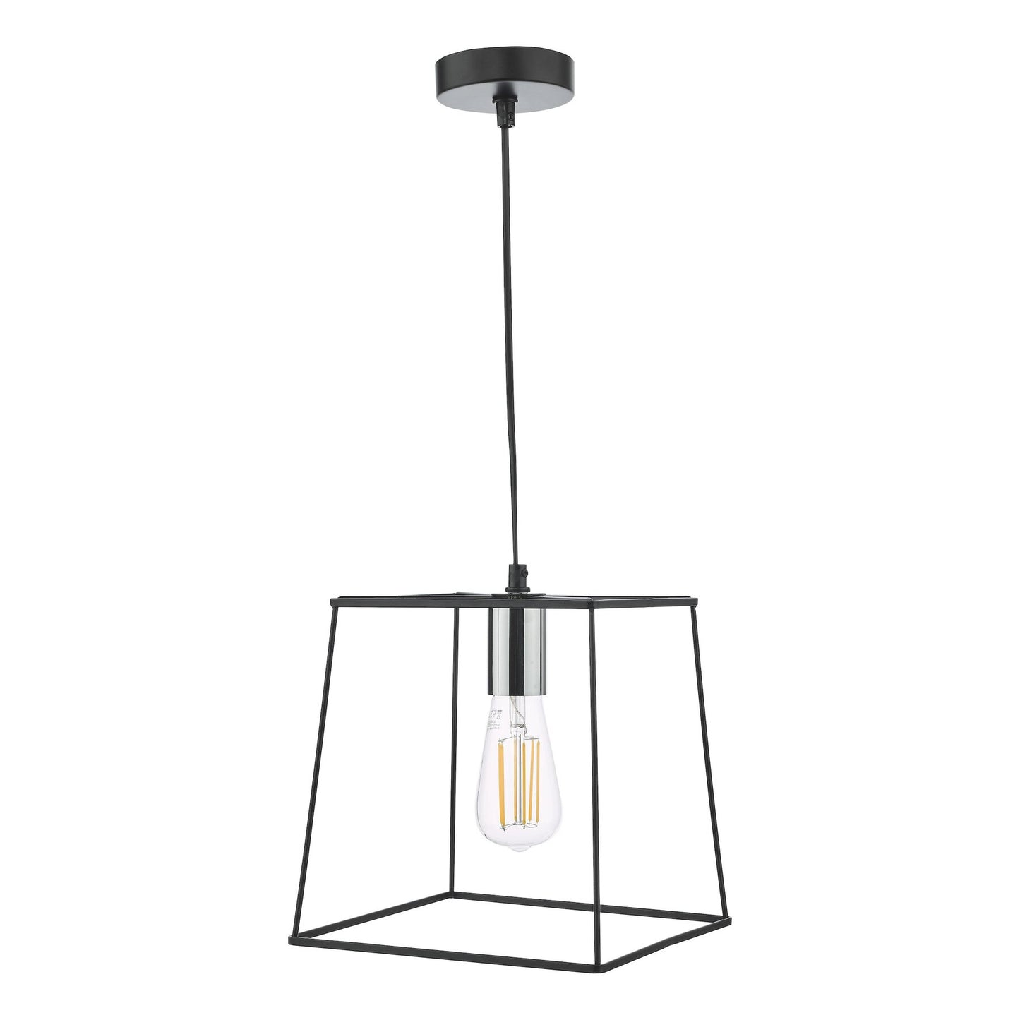 Dar Lighting Tower Matt Black Polished Chrome Pendant