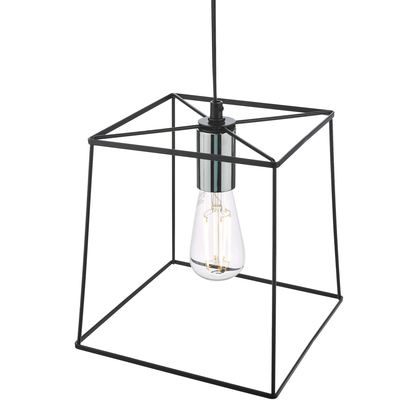 Dar Lighting Tower Matt Black Polished Chrome Pendant