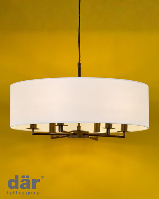 Dar Lighting Tyler 6 Light Matt Black & White Shadelier