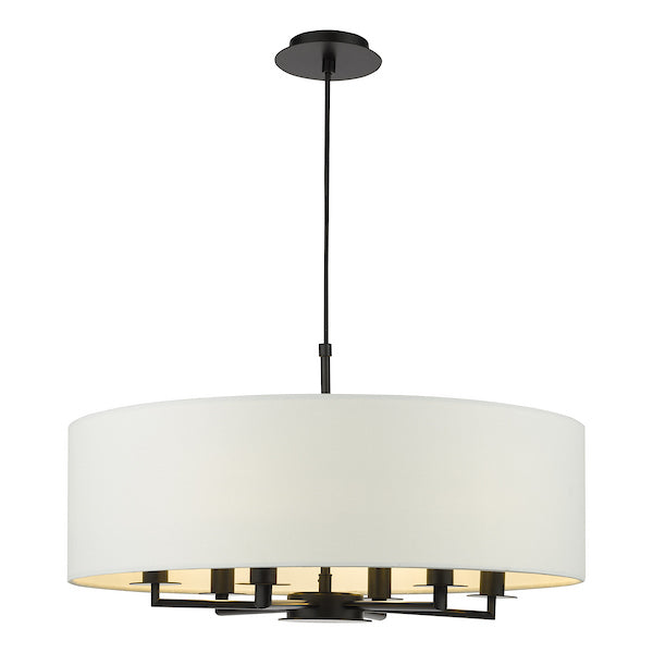 Dar Lighting Tyler 6 Light Matt Black & White Shadelier