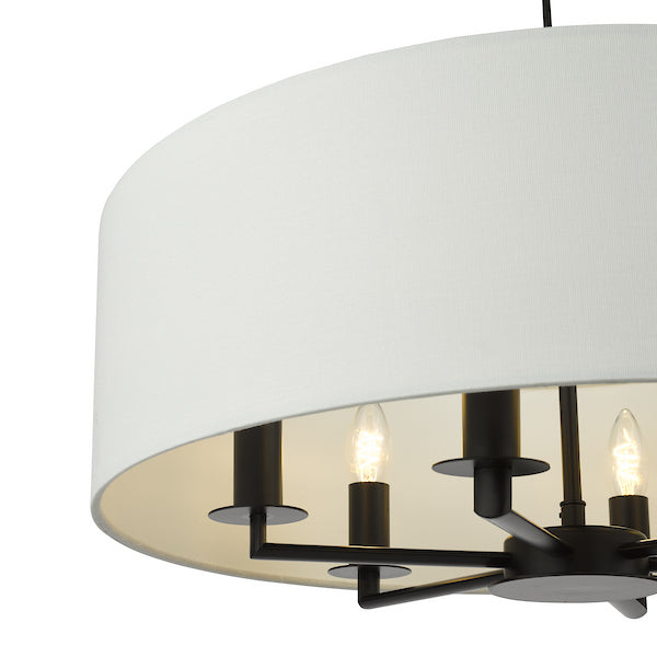 Dar Lighting Tyler 6 Light Matt Black & White Shadelier