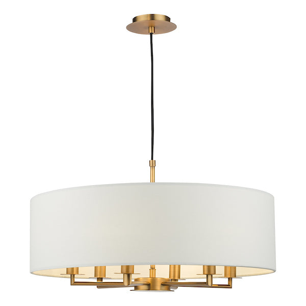 Dar Lighting Tyler 6 Light Antique Bronze & White Shadelier