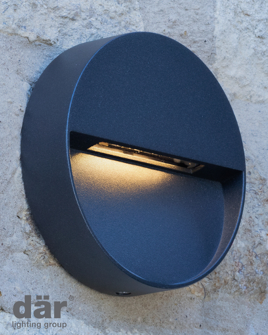 Dar Lighting Ugo Outdoor IP65 LED Round Eyelid Anthracite Wall Light