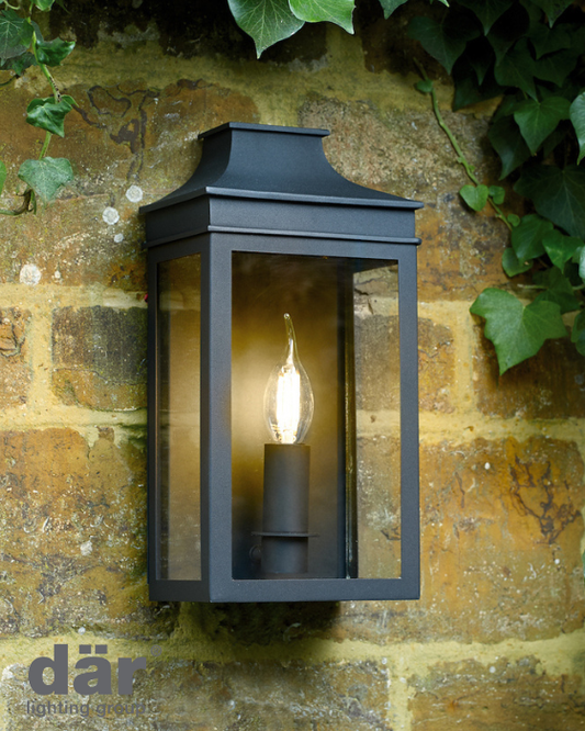 Dar Lighting Vapour Outdoor IP44 Coach Lantern Matt Black Wall Light