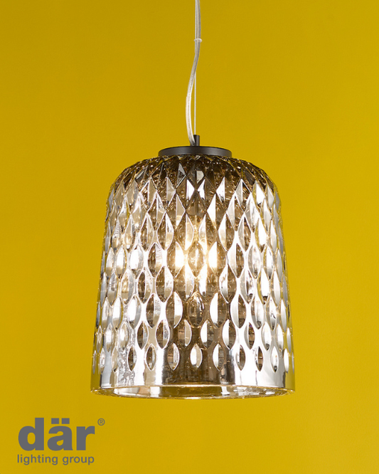 Dar Lighting Varius Matt Black & Smoked Glass Pendant