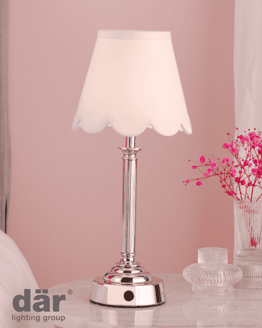 Dar Lighting Virgil LED Polished Nickel Rechargeable Table Lamp Base Only