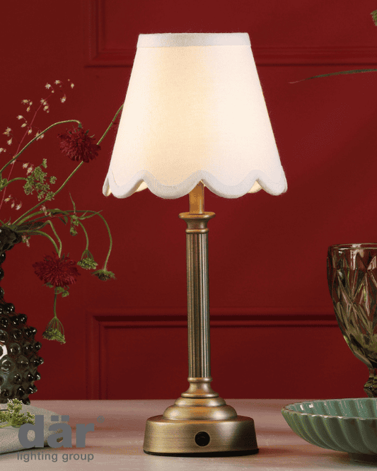 Dar Lighting Virgil LED Matt Antique Brass Rechargeable Table Lamp Base Only