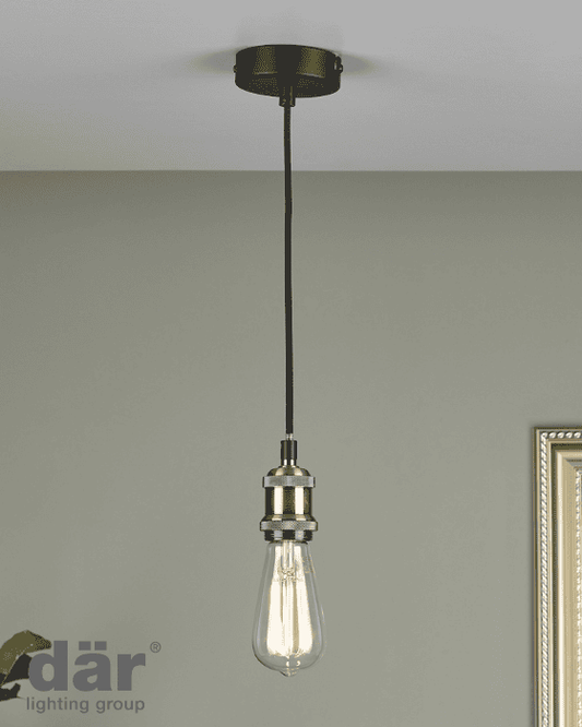 Dar Lighting Waco Antique Copper & Matt Black Suspension