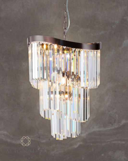 Magnalux Waverly 6 Light Crystal & Brushed Black Chrome Pendant