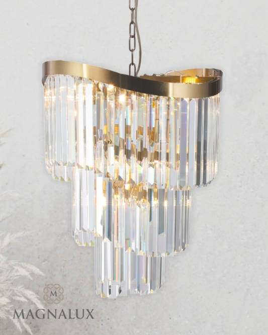 Magnalux Waverly 6 Light Crystal & Satin Brass Pendant