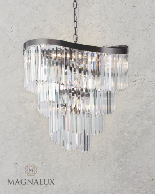Magnalux Waverly 12 Light Crystal & Brushed Black Chrome Pendant