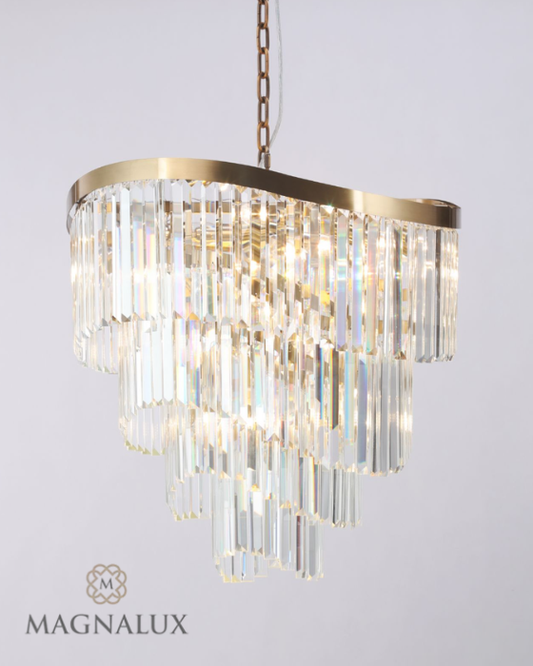 Magnalux Waverly 12 Light Crystal & Satin Brass Pendant