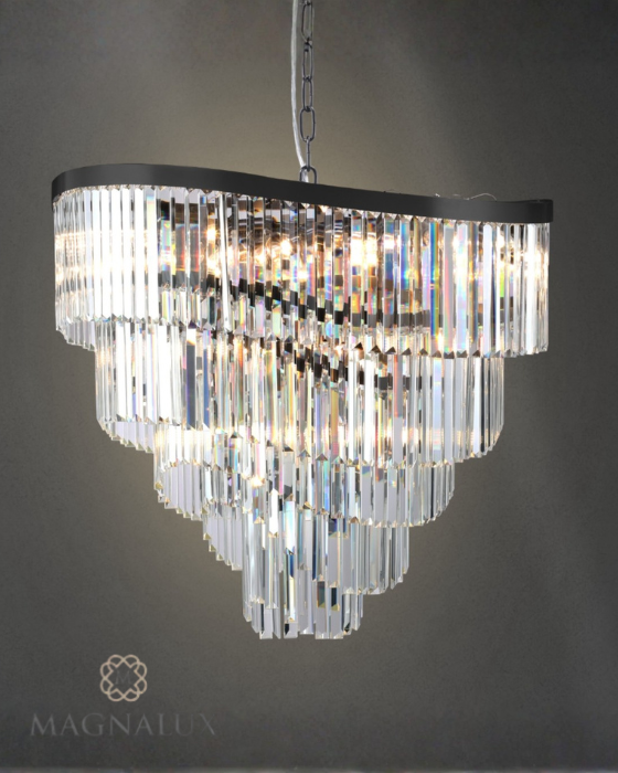 Magnalux Waverly 16 Light Crystal Brushed & Black Chrome Pendant