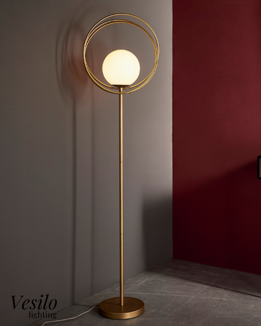 Vesilo Lighting Wreath Brushed Gold Floor Lamp