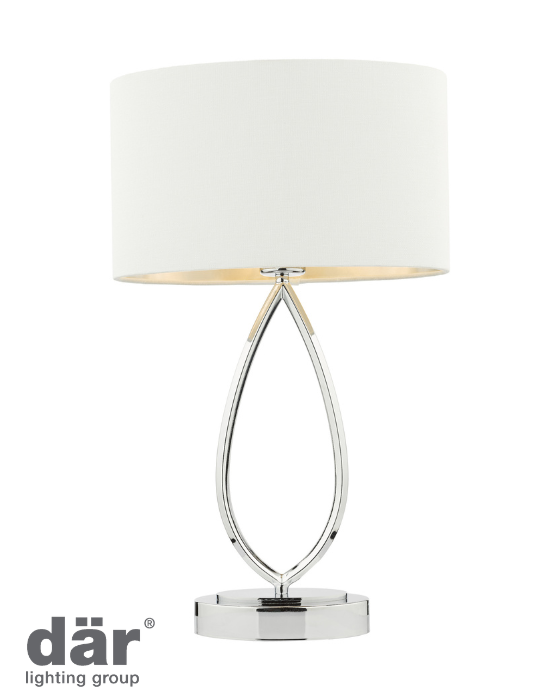 Dar Lighting Wyatt Polished Chrome Touch Table Lamp With Shade