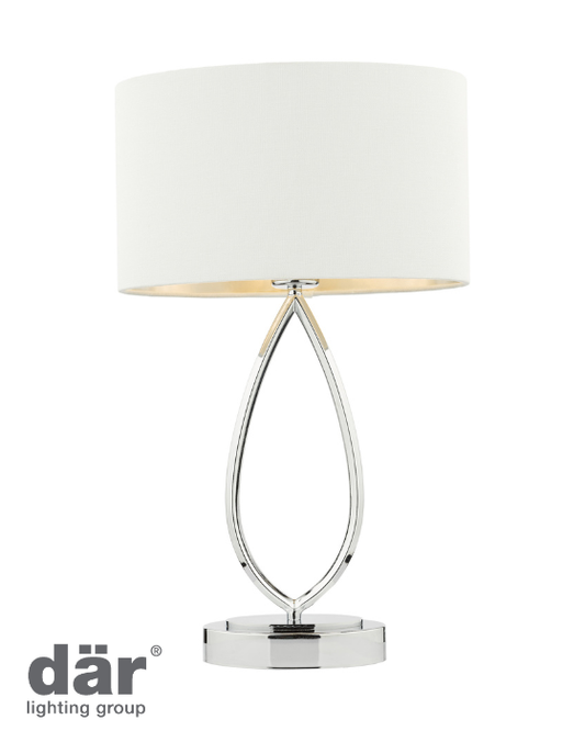 Dar Lighting Wyatt Polished Chrome Touch Table Lamp With Shade