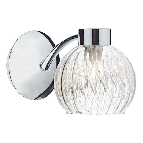 Dar Lighting Yasmin Polished Chrome & Ribbed Glass Wall Light