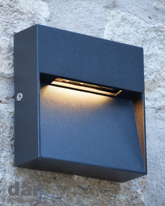 Dar Lighting Yukon Outdoor IP65 LED Anthracite Square Eyelid Wall Light