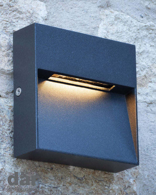 Dar Lighting Yukon Outdoor IP65 LED Anthracite Square Eyelid Wall Light