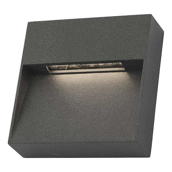 Dar Lighting Yukon Outdoor IP65 LED Anthracite Square Eyelid Wall Light