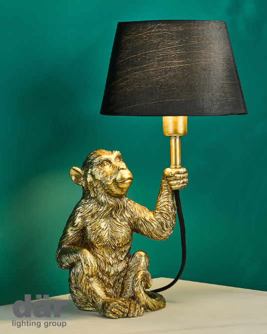 Dar Lighting Zira Monkey Gold Table Lamp With Shade