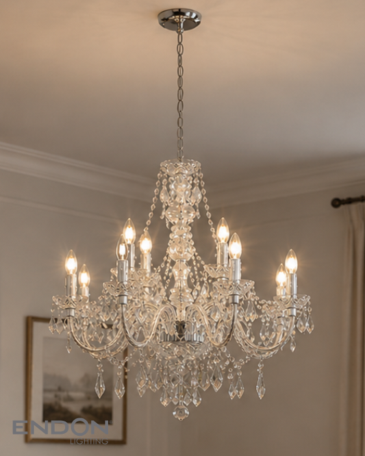 Endon Clarence 12 Light Chrome Beaded Chandelier