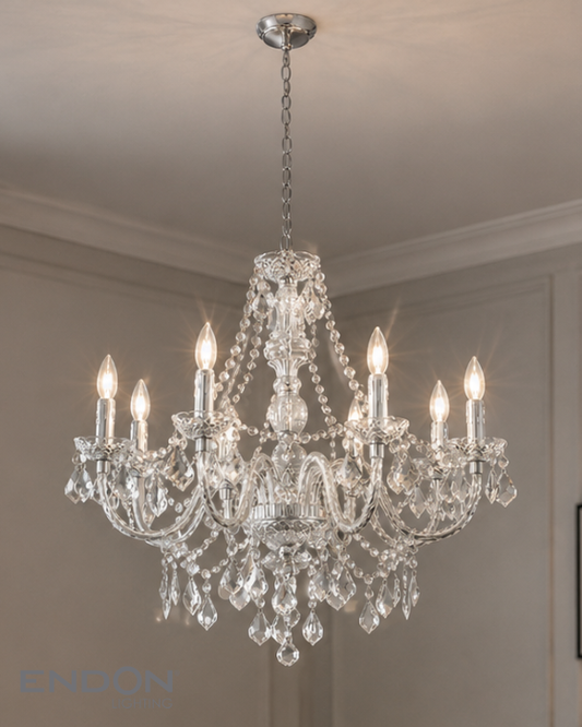 Endon Clarence 8 Light Chrome Beaded Chandelier