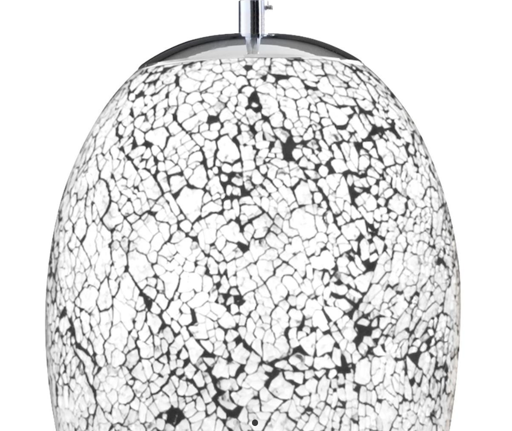 Searchlight Crackle Silver & White Glass Pendant